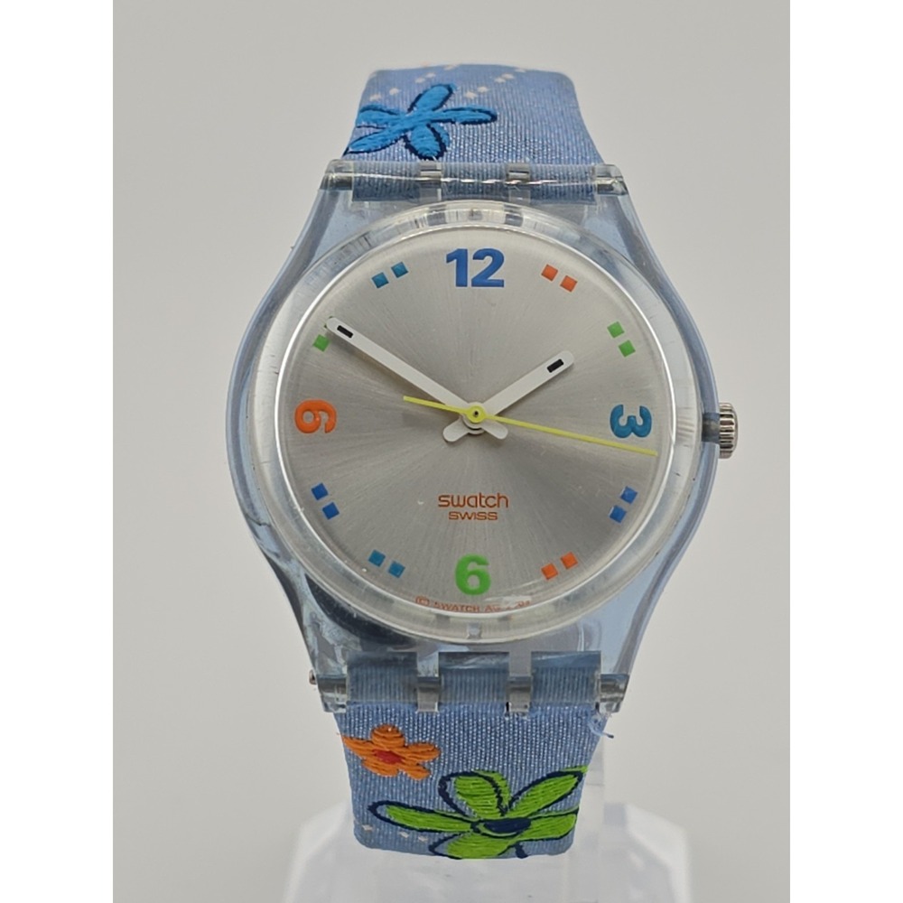 2004 Swatch Hazy Daisy GS119 Vintage Watch Colorful Floral Design - New Battery